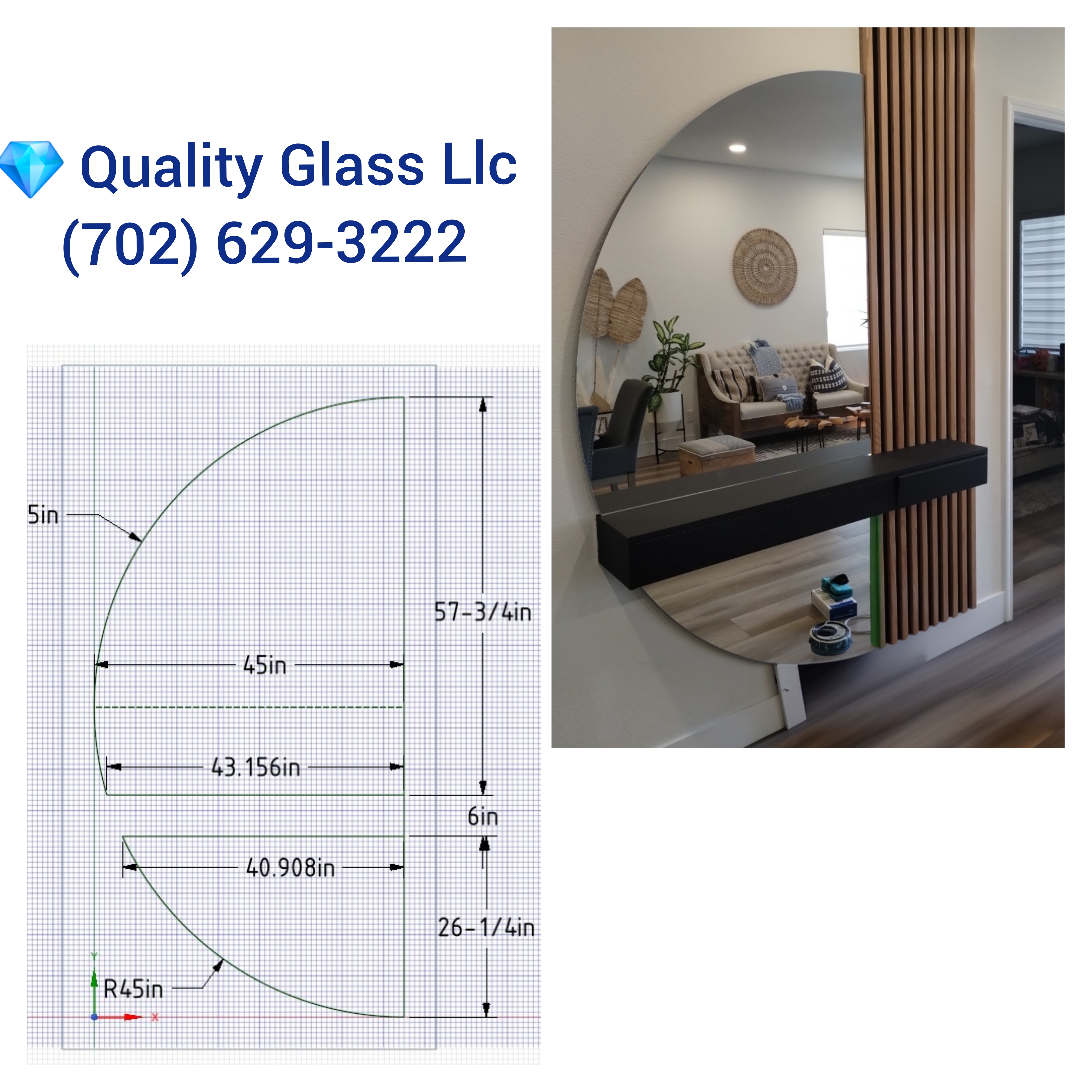 Custom Half moon Mirror